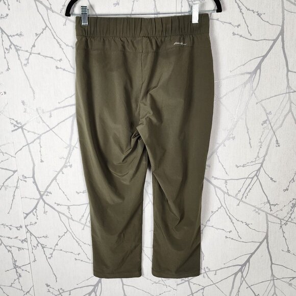 Eddie Bauer Travex Olive Green Stretch Knit High Rise Drawstring Capri - Picture 2 of 6